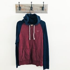 Hollister Red Zip Up Hoodie Sweatshirt M